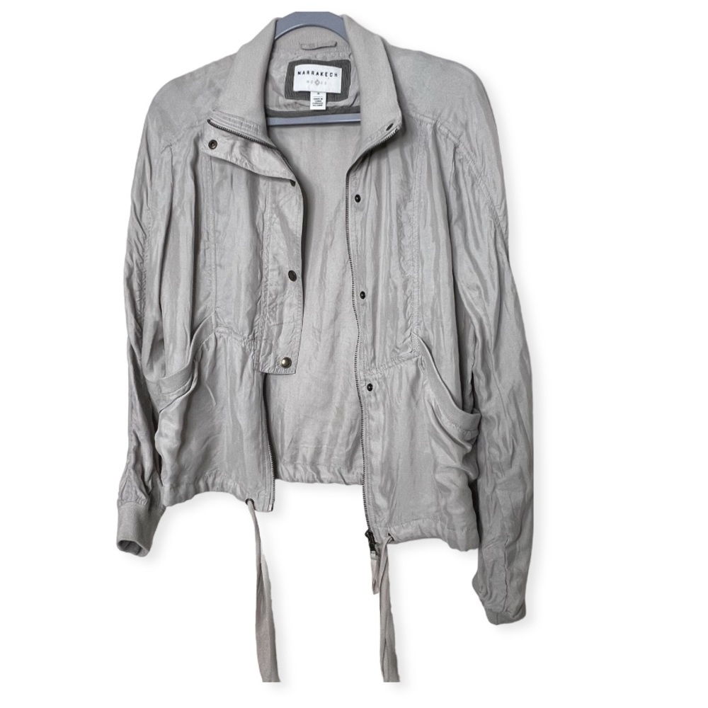 Marakesh Anthropologie Lightweight Cupro Moto Utility Jacket Size Medium - Picture 3 of 9